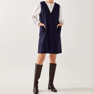 Love Bonito Natalia Pinafore Dress - Navy Blue, S
